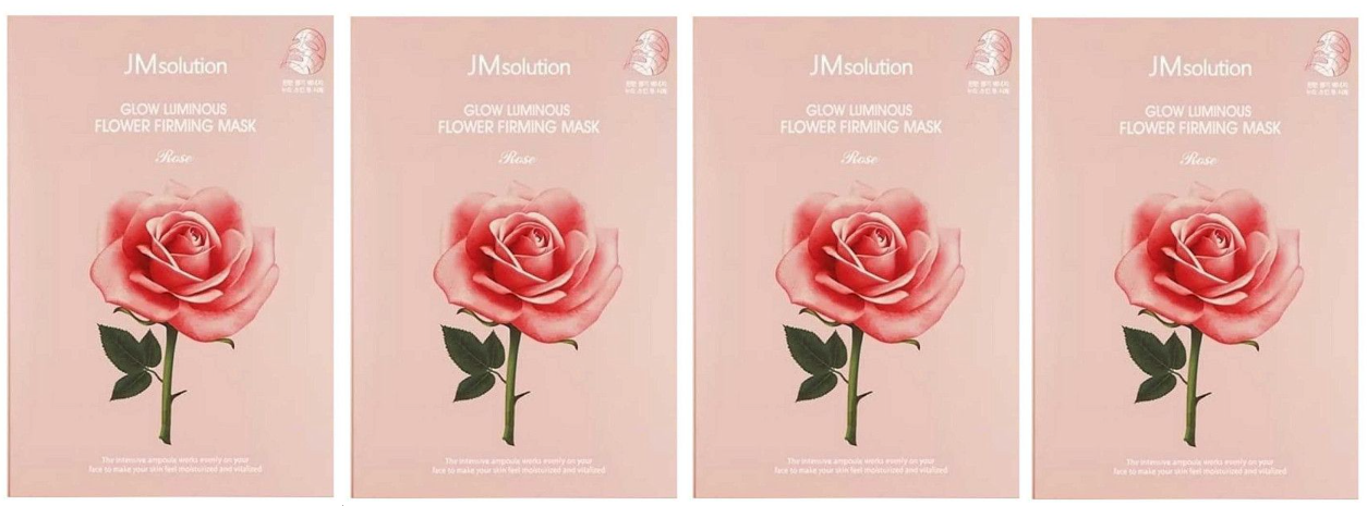 Тканевая маска для лица JMsolution с экстрактом розы, Glow Flower Firming Mask Rose, 30 мл, 4 шт