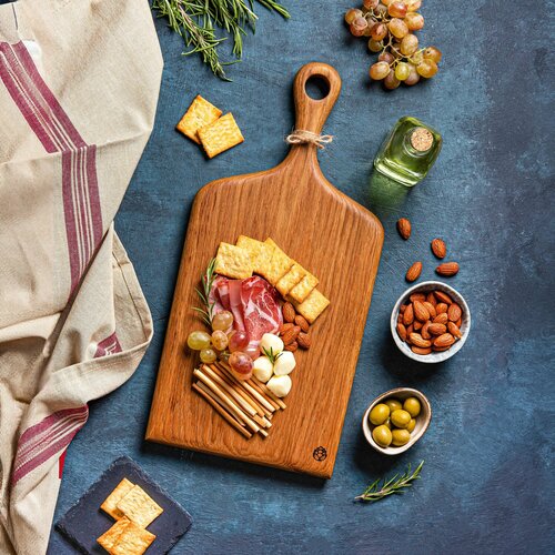 Деревянная разделочная доска дуб на кухню/Кухонная сервировочная доска из дерева для нарезки и подачи