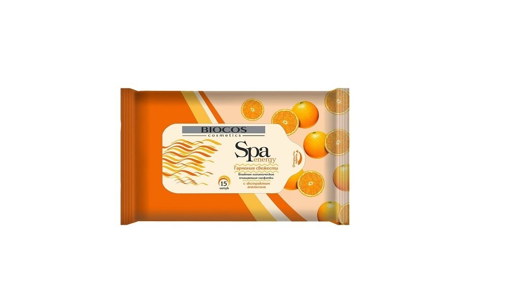 Влажные салфетки Biocos SPA Energy Апельсин 15 шт - фото №9