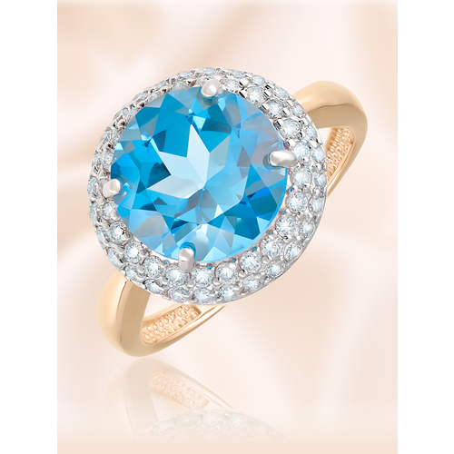 Перстень Магия Золота красное золото 585 проба топаз размер 165 ширина 14 мм голубой 19800₽