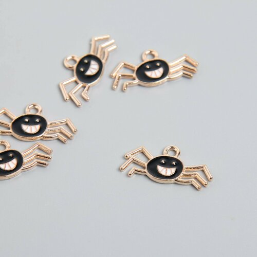 Декор для творчества металл эмаль Паучок с улыбкой чёрный 12х21 см 5шт 330₽