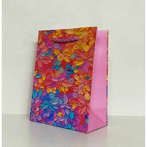 Подарочные пакеты, бумажные, цветы, 12х16х6.5 см, 3 шт в упаковке