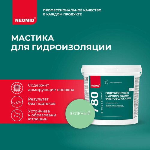 фото Мастика neomid гидроизоляция с армирующими фиброволокнами, 6кг, 6 л, цвет голубой