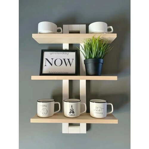 Полка деревянная настенная для кухни, для ванной, спальни, детской, прихожей 60х40х10