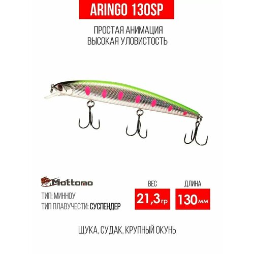 Воблер для рыбалки Mottomo Aringo 130SP 21,3g, для спиннинга. Приманка на щуку