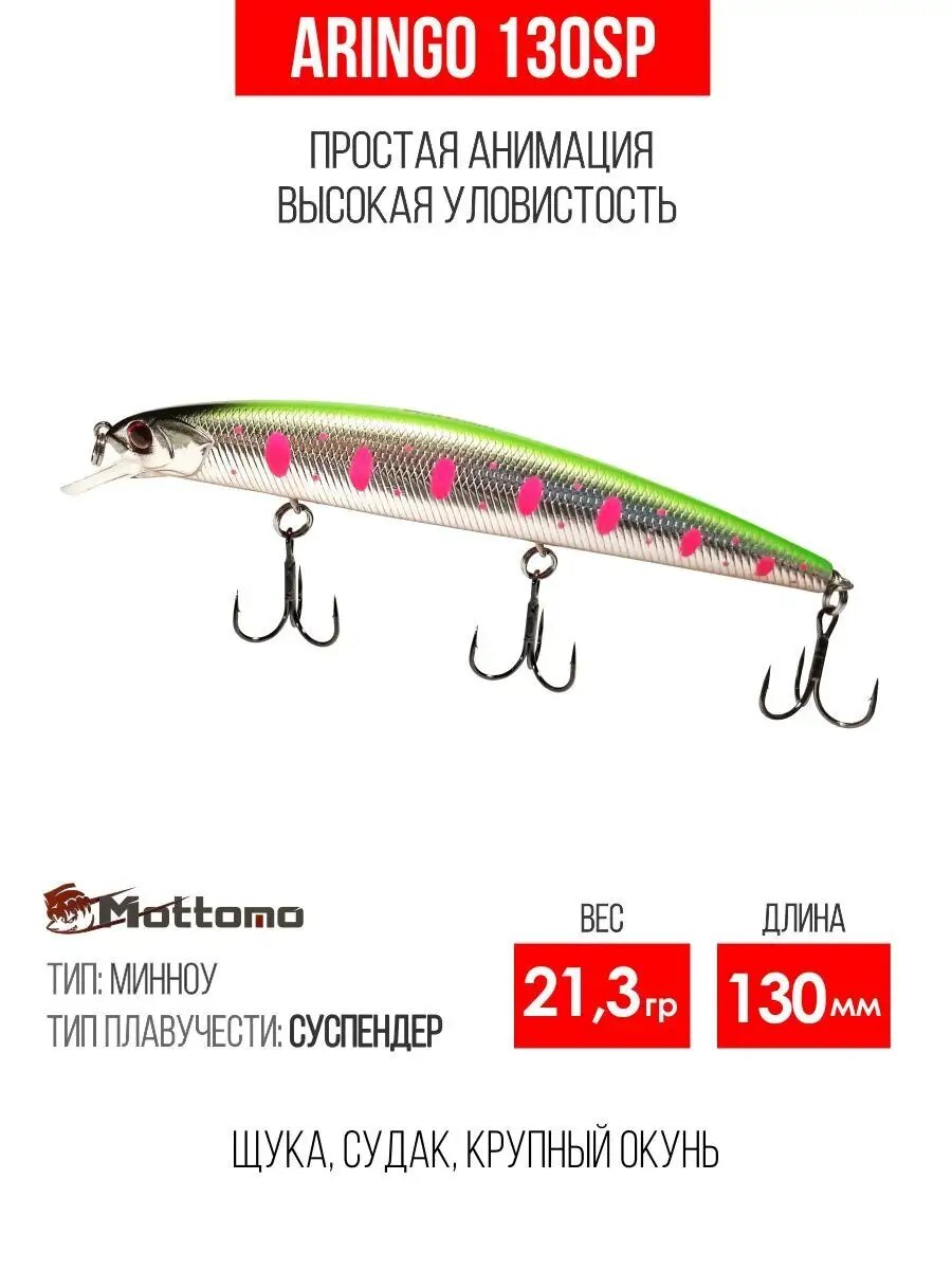Воблер для рыбалки Mottomo Aringo 130SP 21,3g, для спиннинга. Приманка на щуку