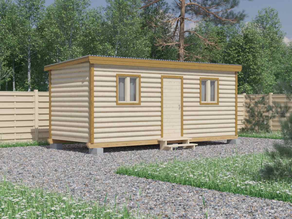 Брусовая бытовка Астра-3, 6x2,3 м, 2 комнаты, брус 90x140, доставка в готовом виде