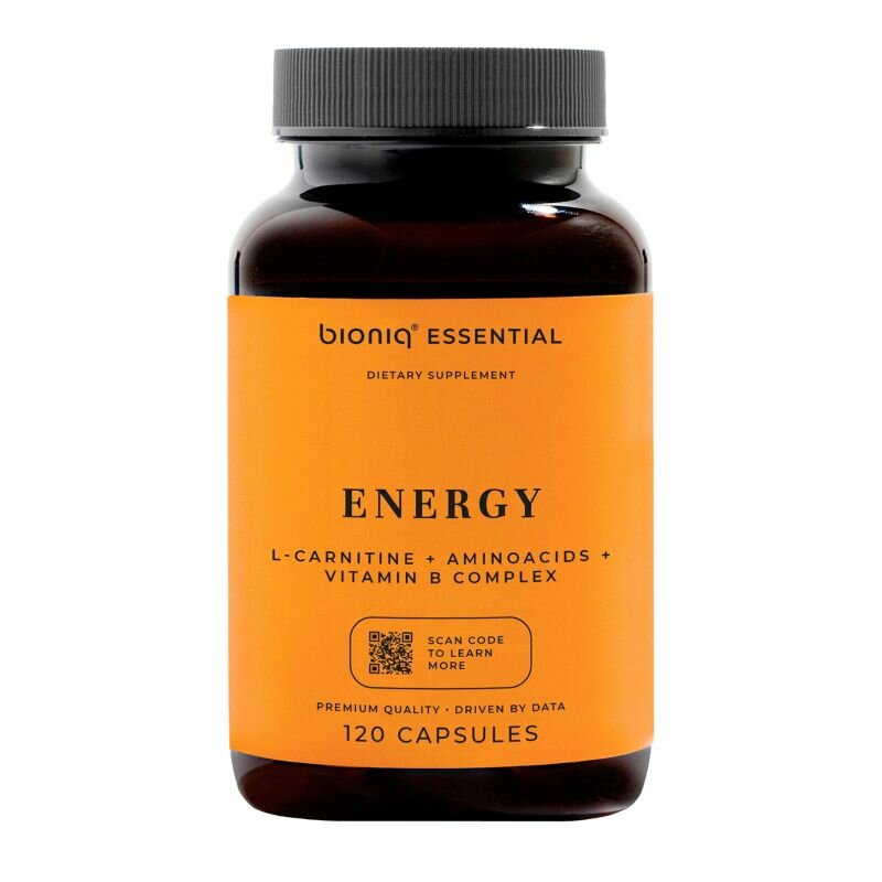 Витамины Bioniq Essential ENERGY L-Carnitine+ Amino acids+Vitamin B, 120 капсул