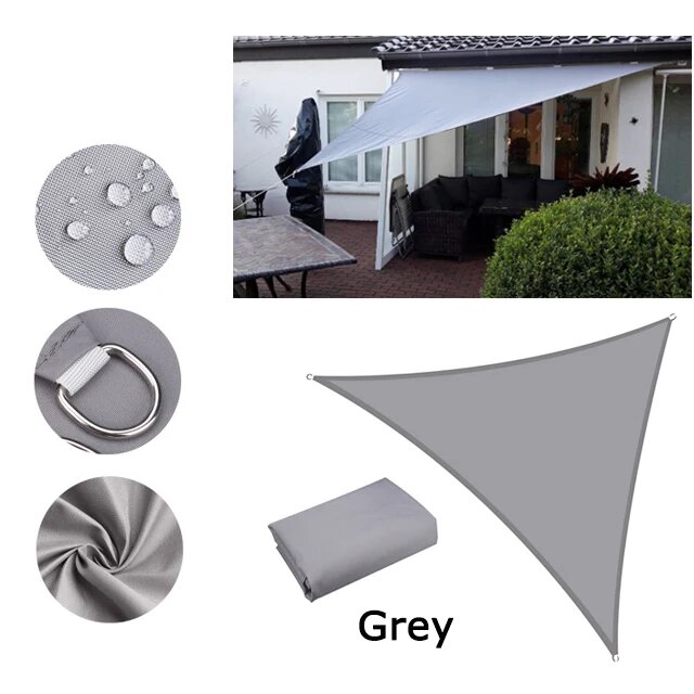 5x5x5/2x2x2M водонепроницаемый солнцезащитный козырек треугольный солнцезащитный козырек защита открытый навес сад патио бассейн тент парус тент ткань Серый 4x4x5.7m Grey