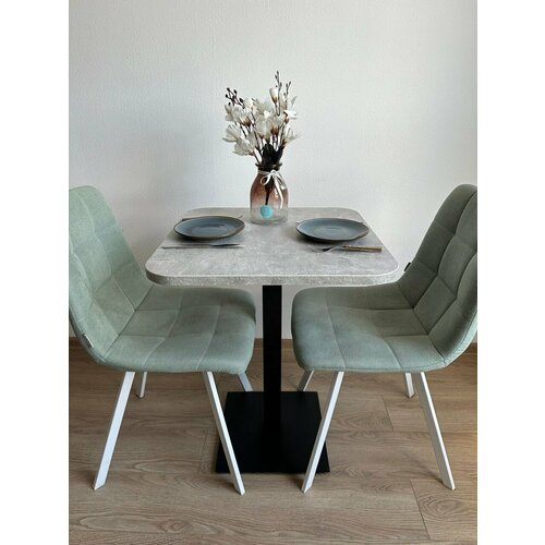 Стол кухонный обеденный нераскладной 60х60 h76 см лофт ЛДСП черный ателье