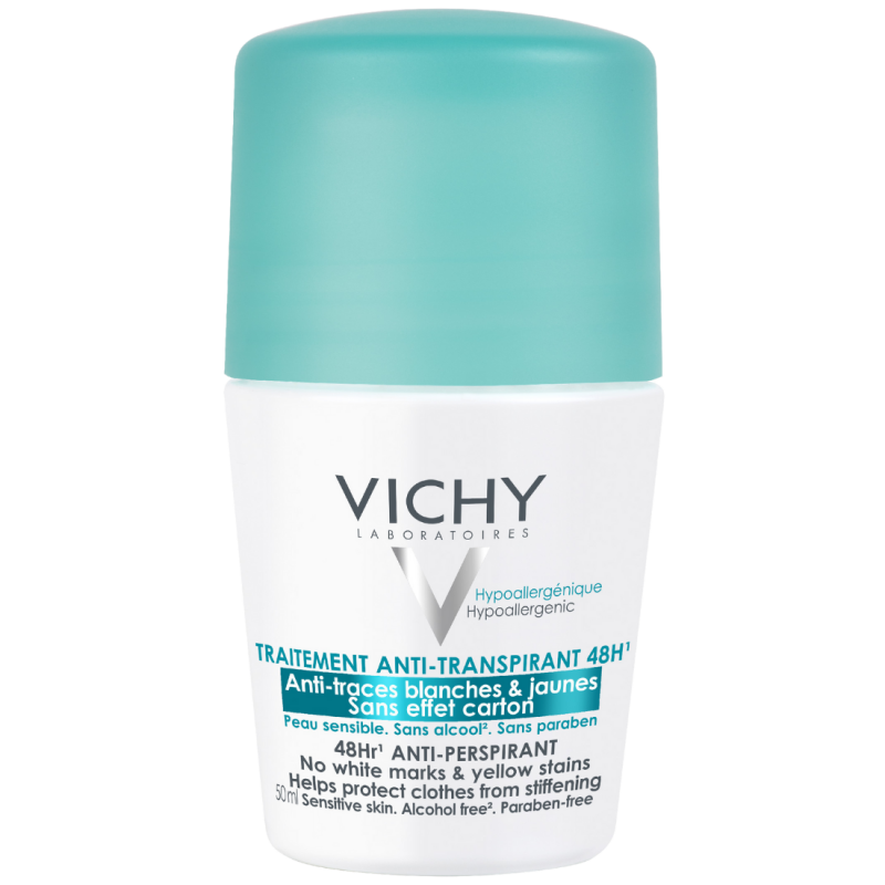 VICHY Шариковый дезодорант-антиперспирант против белых и желтых пятен Anti-Transpirant 48H