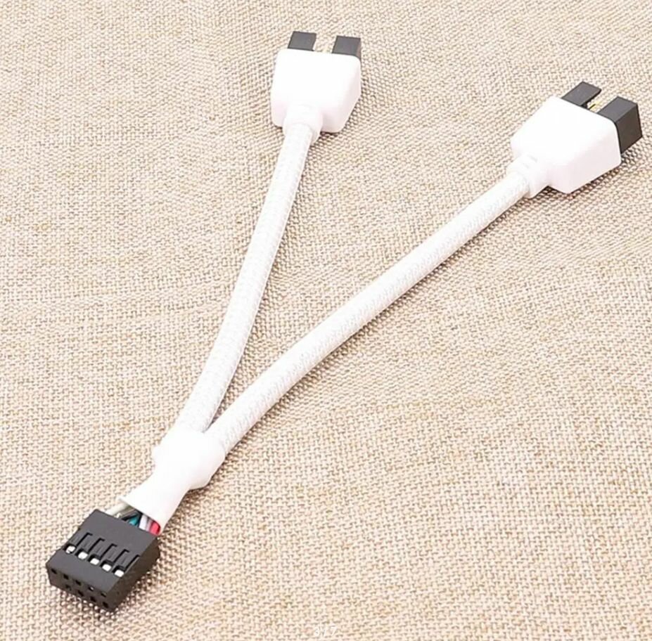 Разветвитель USB 2.0 1 в 2 в оплетке Белый