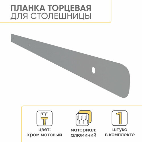 Планка для столешницы торцевая FSV 38 мм R3 62х05х38 см Хром матовый 273₽