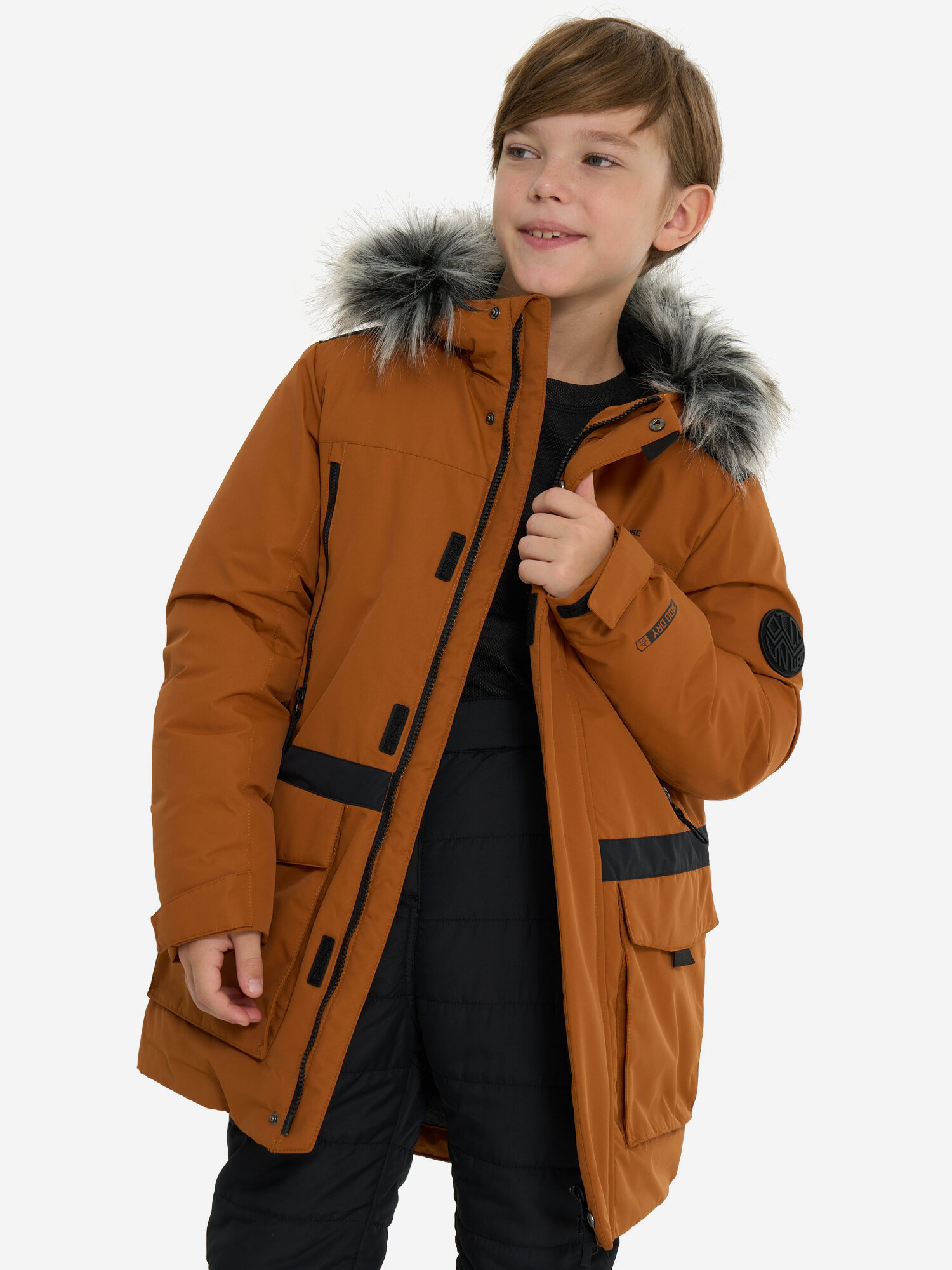 Куртка OUTVENTURE Travel Boys Faux Down Jacket размер 134-140 коричневый
