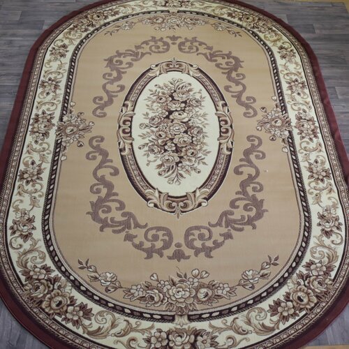 Ковер овальный на пол в комнату, гостинную, зал, 3*5 м, Фаворит, 4245, бежевый.