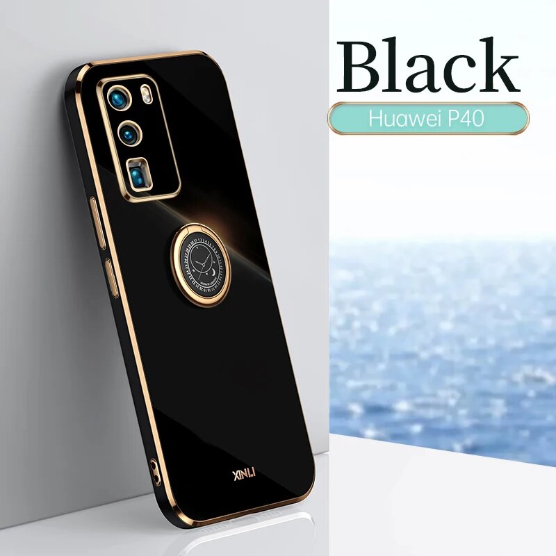 Чехол-держатель для телефона с кольцом на палец для Huawei P40 P30 P20 Lite Pro, Черный, черный, P20