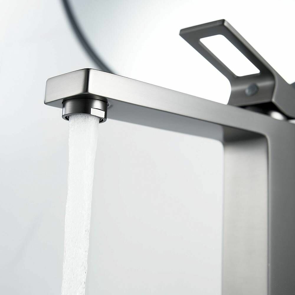 Смеситель для раковины Raffine, F1196T, "оружейная сталь", латунь, — фото 1