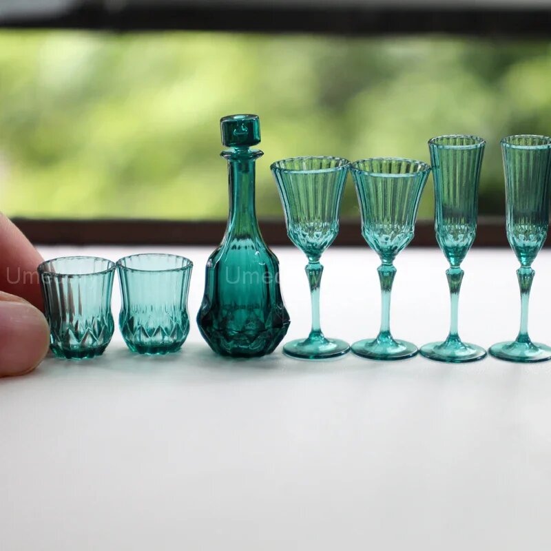 Миниатюрный графин для кукольного домика SUNPNBADA, bottle and glass B