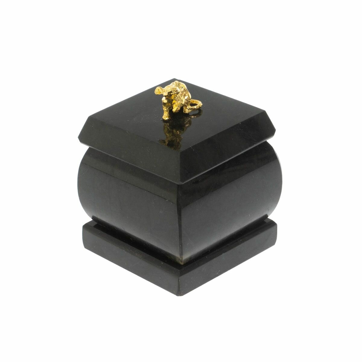 Шкатулка "Мышка" из черного змеевика 4,5х4,5х6 см 128737