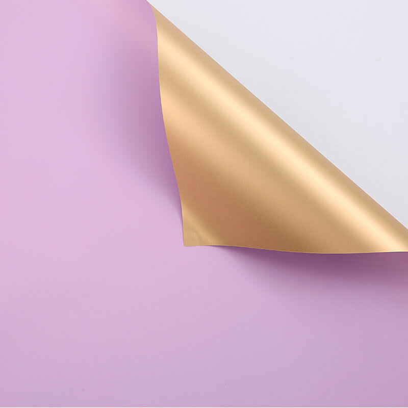 Пленка для цветов Веселуха двухсторонняя матовая цвет Золото, Сиреневый 58х58 см 20 листов