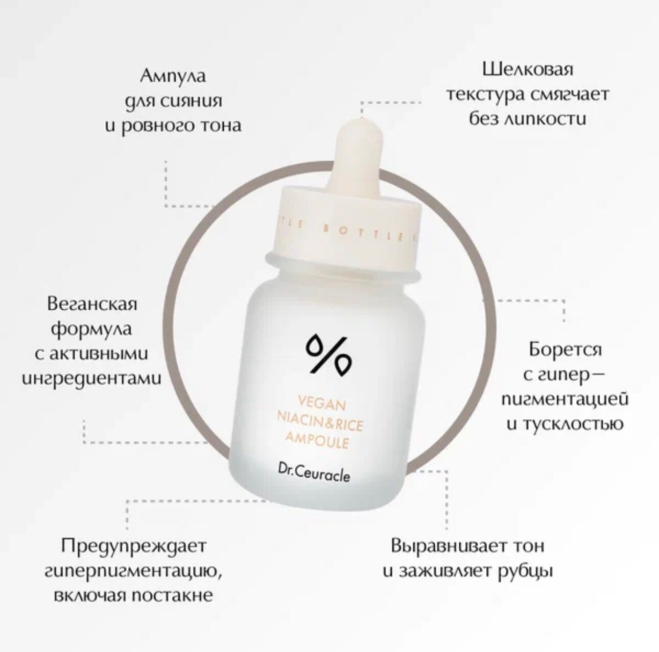 Изображение Dr.Ceuracle Осветляющая ампула с ниацинамидом и рисом Vegan Niacin & Rice Ampoule 30 мл