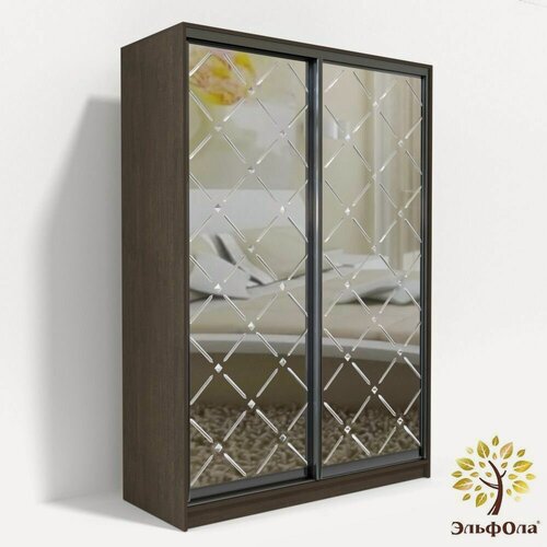 Изображение товара Шкаф- купе ЭльфОла "Диамант" 152*45*240 см, венге, гравировка на зеркале
