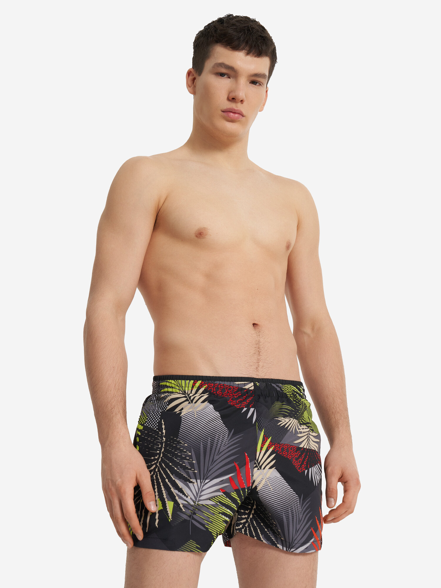 Шорты для плавания Joss Men's 35 cm Beachwear Small Graphic Printed Swimming Shorts, размер 56, черный