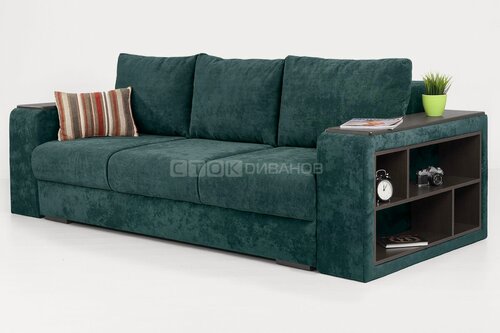 Изображение товара Диван Сток Диванов Манчестер, изумрудный флок антикоготь, 245 см, механизм еврокнижка