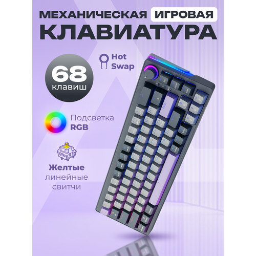 Механическая игровая клавиатура STEAR RX-800-3 Hikari с RGB-подсветкой, 65%, проводная, компактная, для ПК, темно-серая