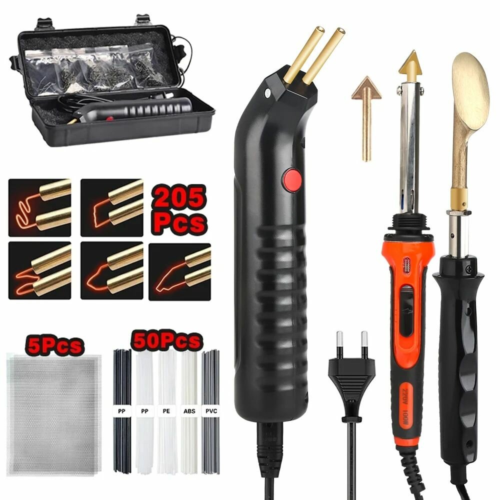 100 Вт комплект сварочного аппарата для пластика автомобильный пистолет для ремонта трещин на бампере с утюгом горячий степлер сварочный паяльник гаражный инструмент