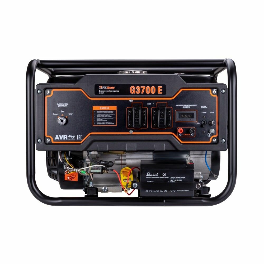 Генератор бензиновый FoxWeld Expert G3700 E 3,3 кВт, электростартер, 4-тактный, AVR, 230 В, медная обмотка, дисплей 4 в 1