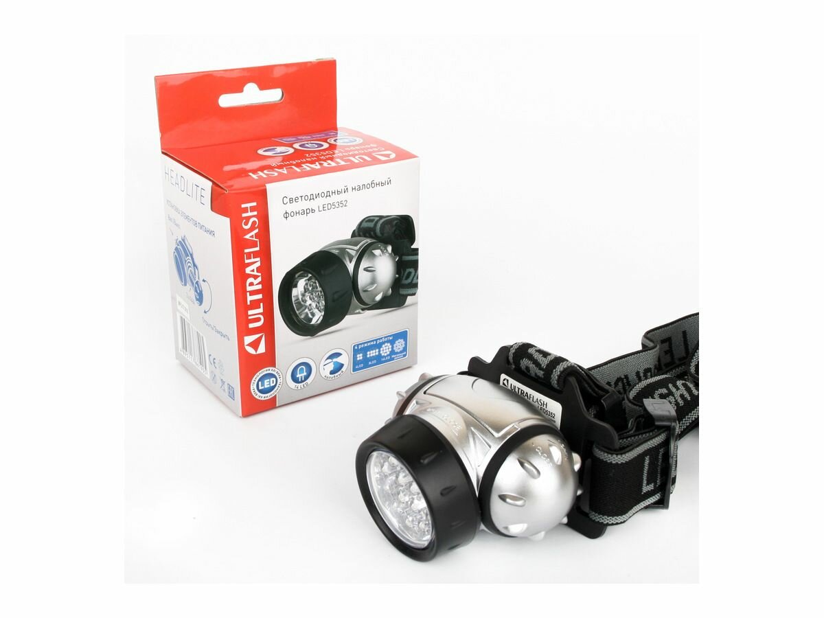Фонарь налобный Ultraflash LED5352 серебристый - фото №5