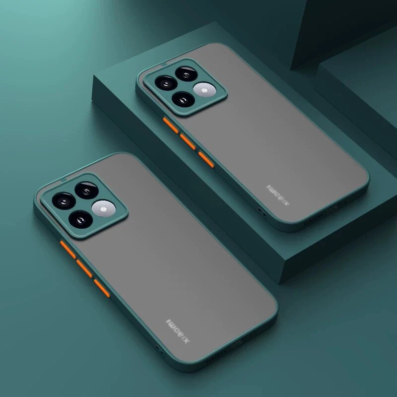 Чехол для Xiaomi 14T, чехол для Xiaomi Mi 14T, матовый полупрозрачный жесткий противоударный бампер для телефона из ПК для Xiaomi 14T Pro, BlackGreen, For Xiaomi 14T Pro