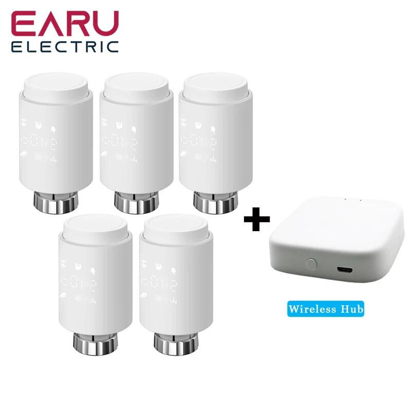 Tuya Smart ZigBee Термостатический клапан радиатора, 5pc TV02-Hub
