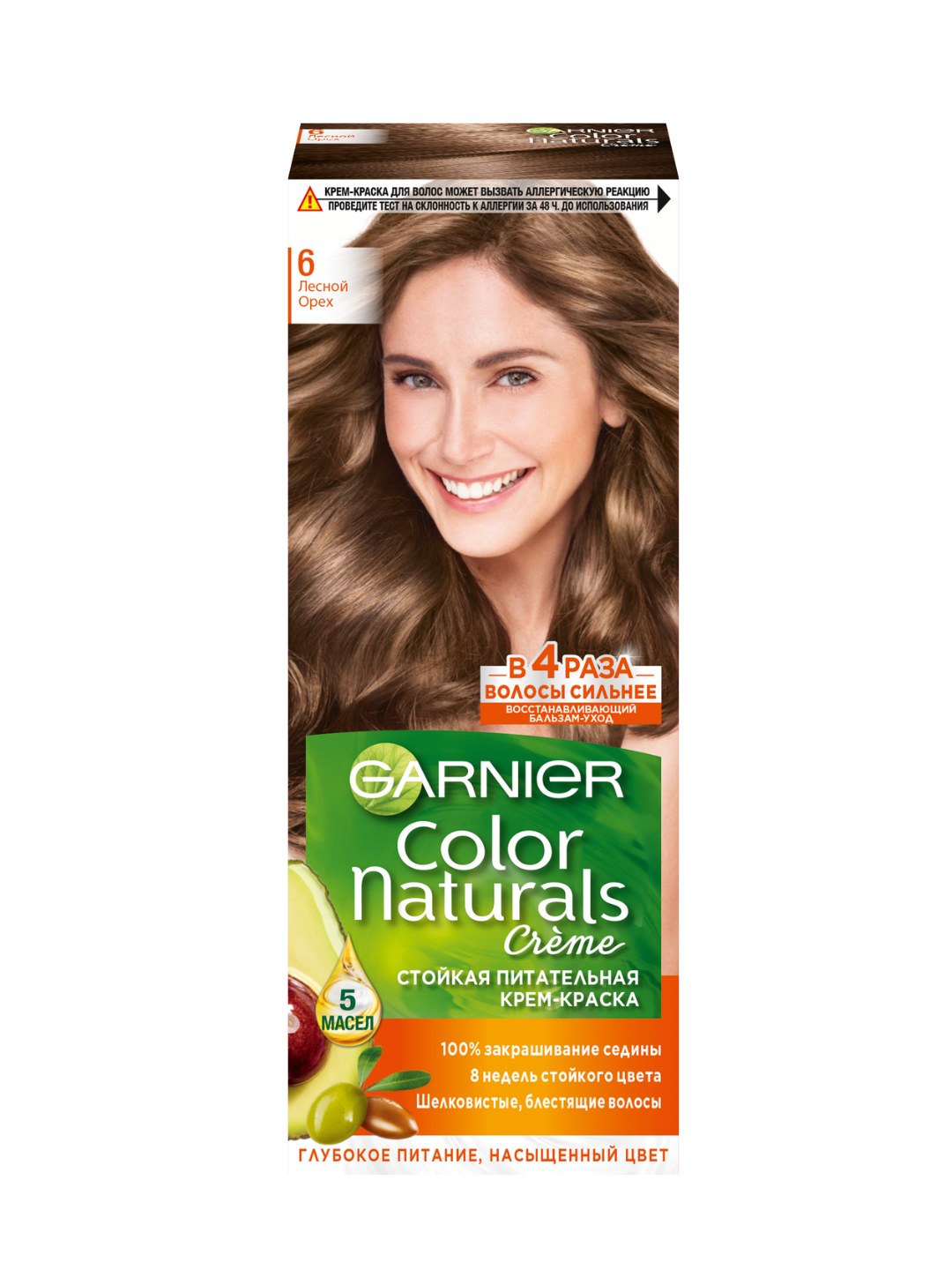 Крем-краска для волос GARNIER Color Naturals, оттенок 6, лесной орех, стойкая — фото 1