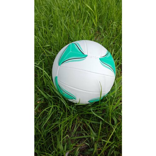 Волейбольный мяч бирюзово-белый, нескользящий материал, прочные швы, легкий