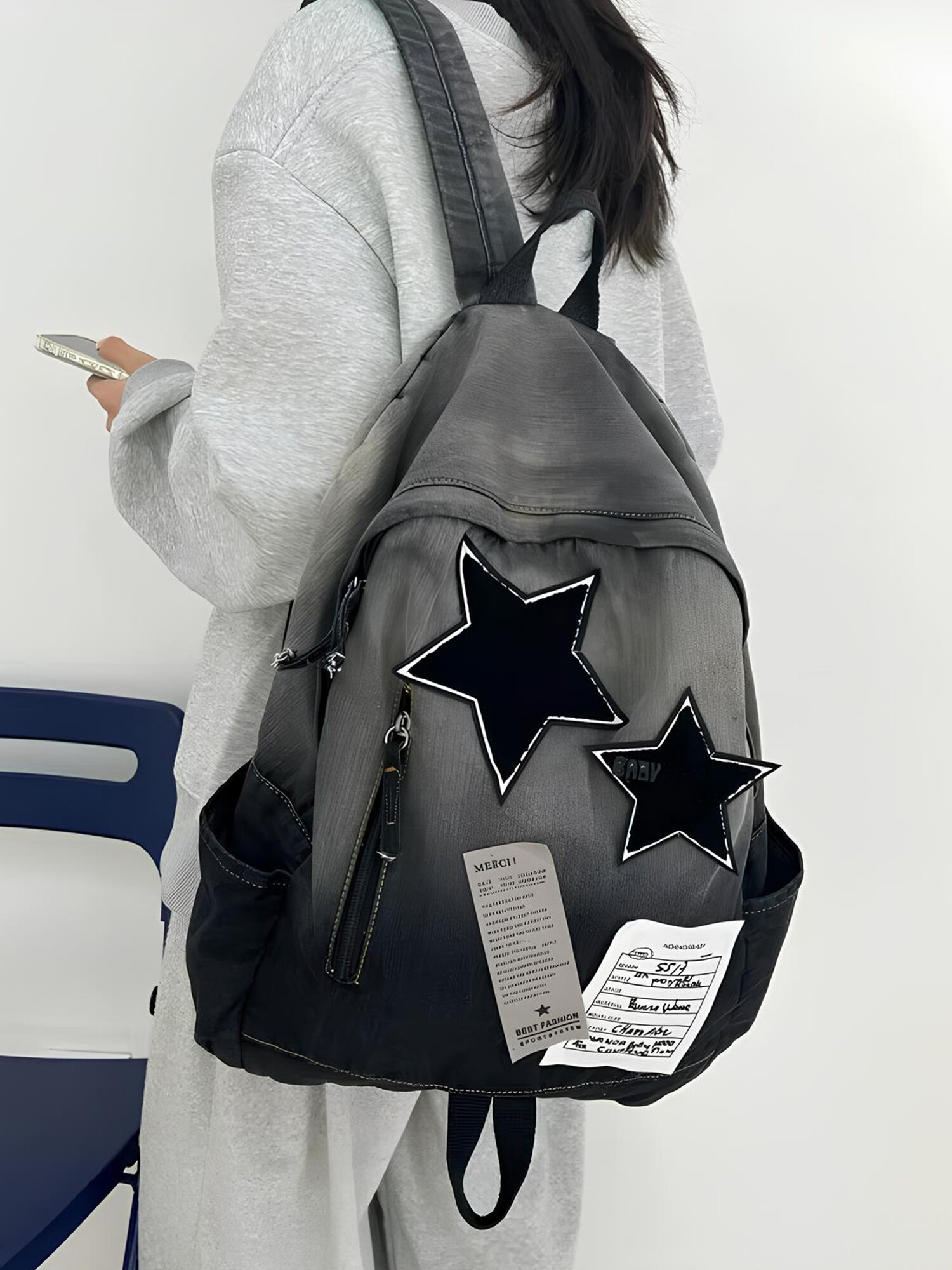 Рюкзак джинсовый y2k школьный корейский для подростков, городской портфель для девочки — фото 1