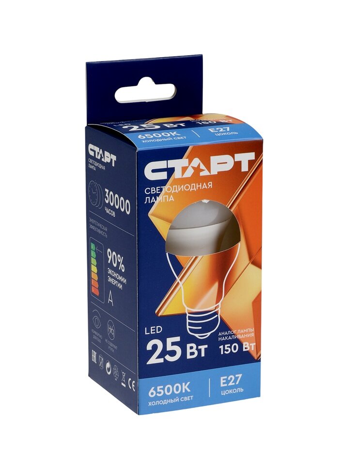 Лампа светодиодная старт 20 Вт Е27 А60 6500К 1600 Лм холодный (белый) свет 10942789
