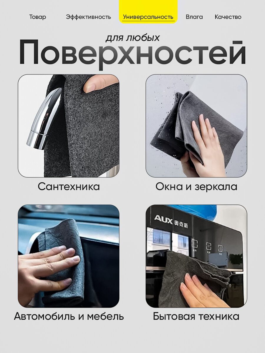 Салфетки для уборки из микрофибры, 4 шт в упаковке 40x30 см . — фото 1