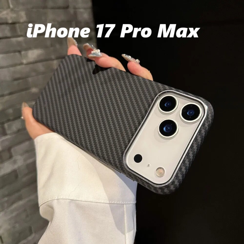Оригинальный чехол карбон для iPhone 17 Pro Max, защитный кейс, ультратонкий и легкий