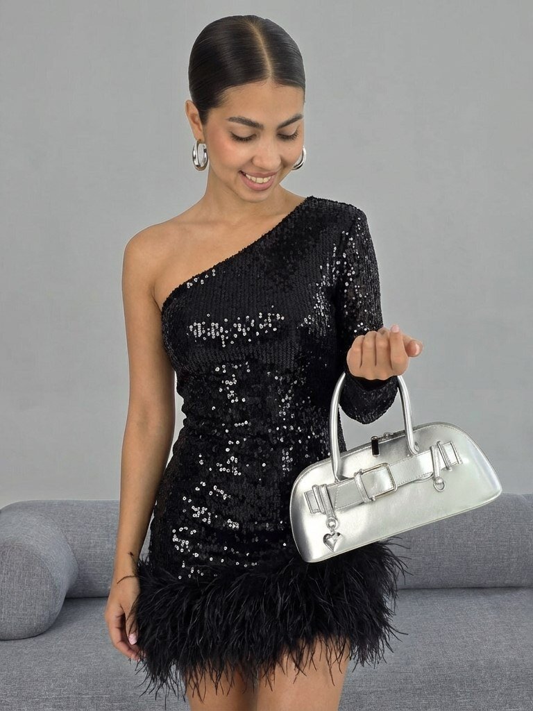 Сумка кросс-боди Evangelina May, фактура гладкая, серебряный — фото 1