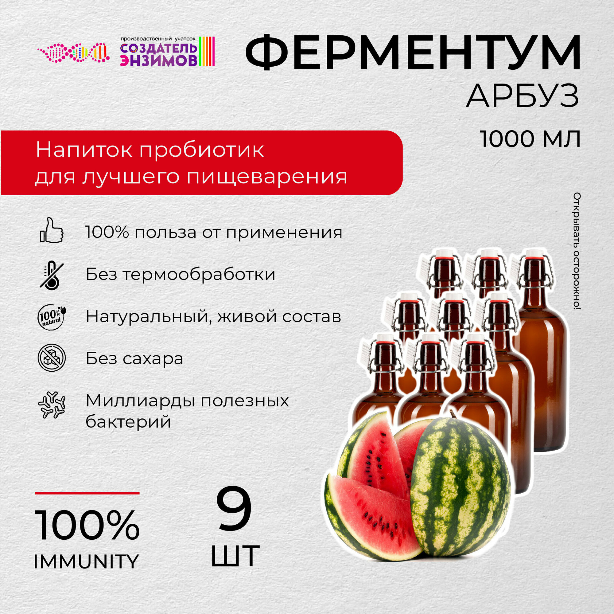 Ферментум Создатель Энзимов Арбуз 1 л. 9 шт.