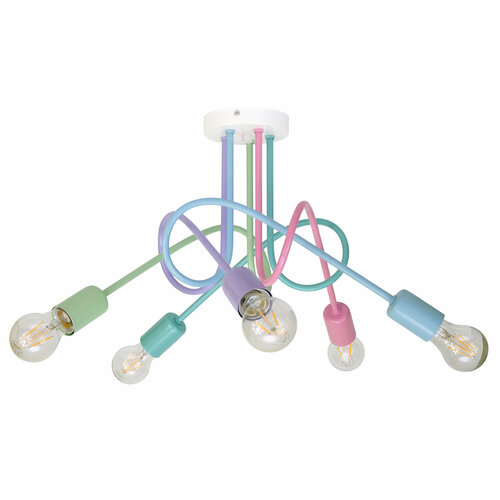 Потолочная детская люстра с металлическими рожками без плафонов на 5 ламп