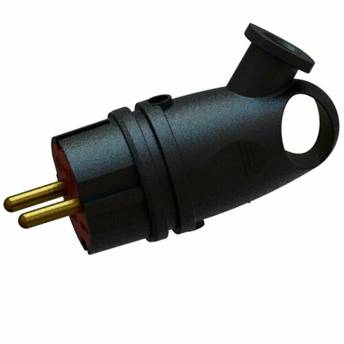 Вилка переносная угловая штепсельная с кольцом 45 B16-003 16А черная IP44 PLEXUP 153₽