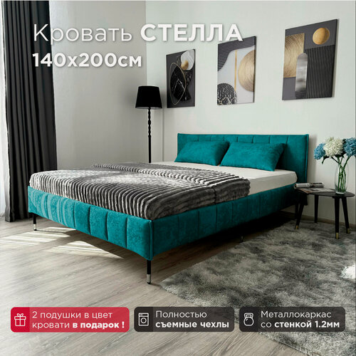 Изображение товара Кровать Redsofa Стелла Ocean 08/ ножки хром 140х200 с ортопедическим основанием