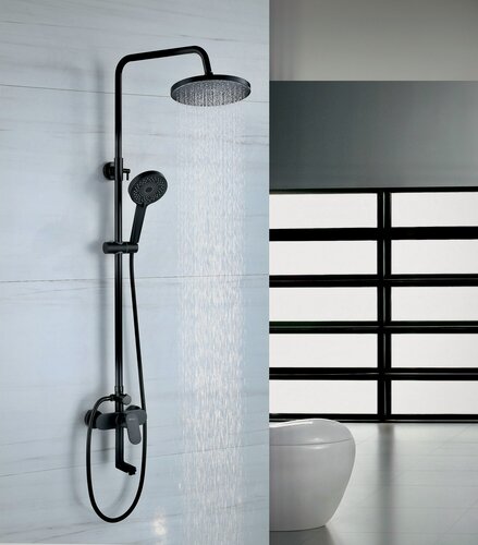 Изображение товара Душевая система черная BOND B01-9188 с тропическим душем и смесителем с изливом