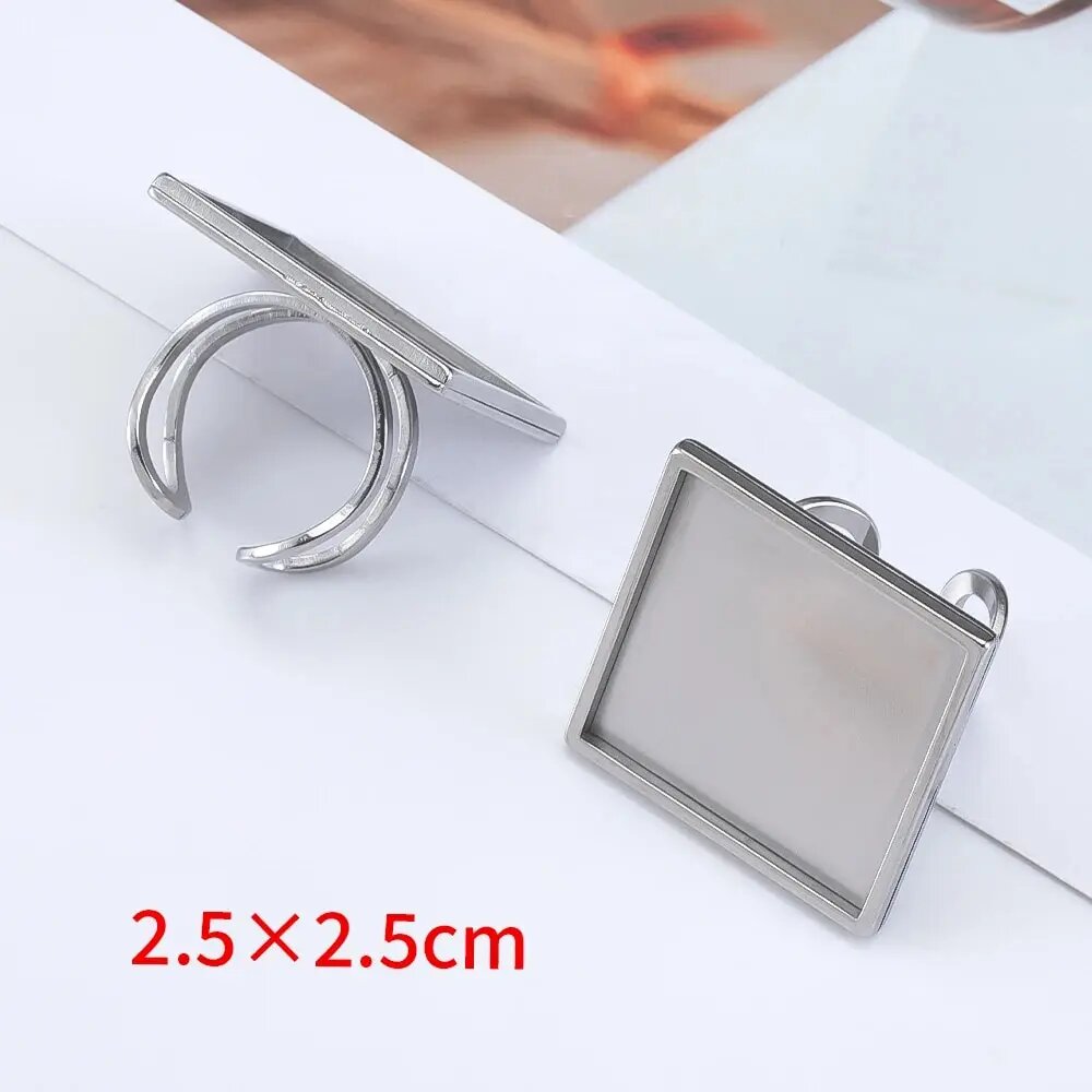 Комплект 4 шт. Пустых колец из нержавеющей стали BEBUJEMAS Silver Color 25mm 4 Pcs