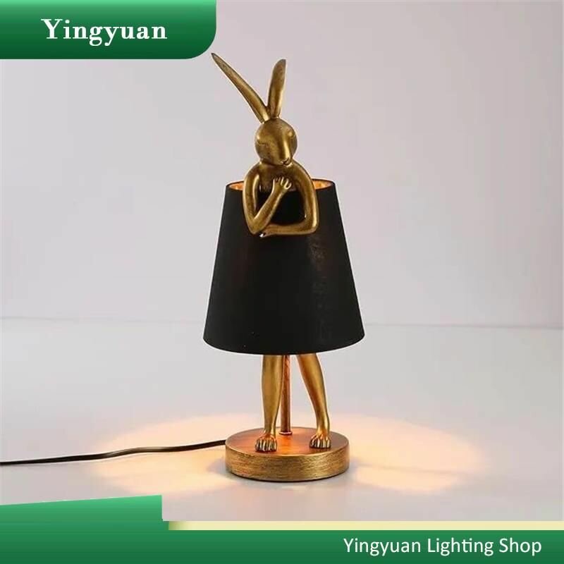 Yingyuan Высококачественная искусственная полимерная креативная настольная лампа в форме кролика, прикроватная лампа, украшение для спальни, ретро-лампа