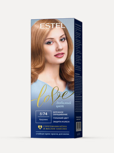 Изображение товара ESTEL Стойкая крем-краска LOVE для закрашивания седины, тон 8/74 Капучино, 115 мл