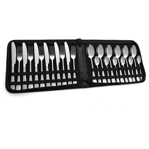 Подарочный набор столовых приборов в мягком кейсе Classic-2 Silver (24 предмета на 6 персон)